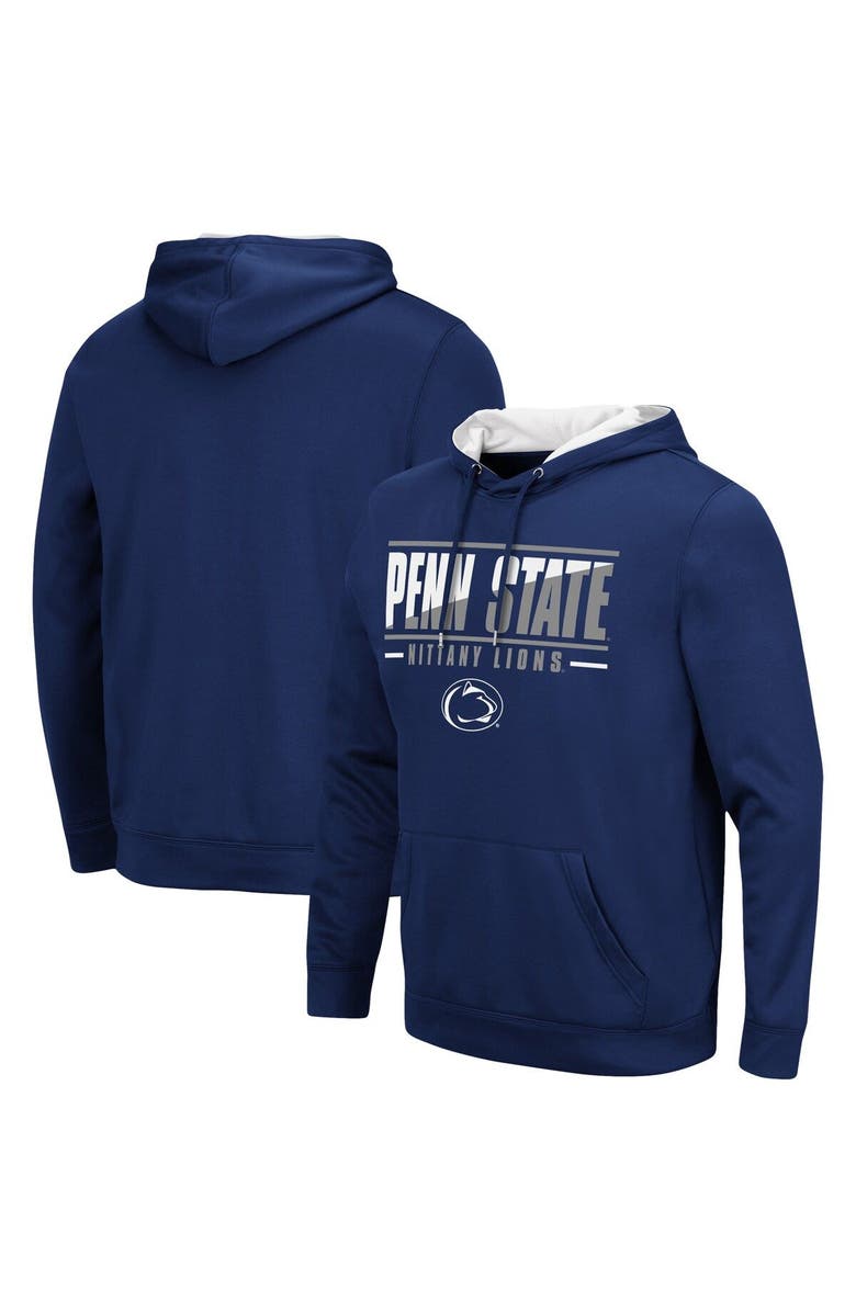COLOSSEUM Men's Colosseum Navy Penn State Nittany Lions Slash Stack 2.0 Pullover Hoodie, Main, color, 