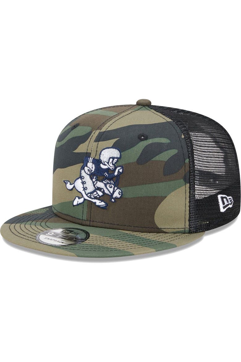 Men's New Era Camo Dallas Cowboys Retro Joe Main Trucker 9FIFTY Snapback Hat, Main, color, Camo