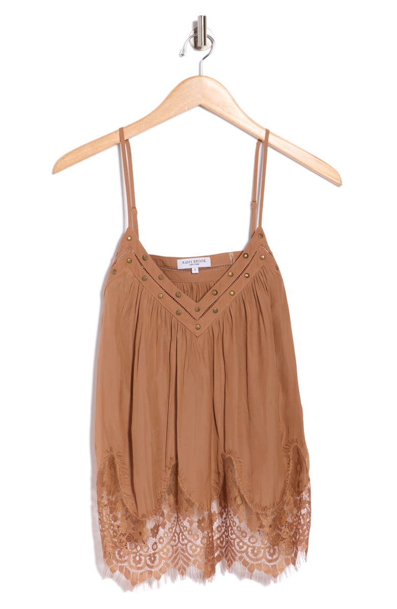 Ramy Brook Cesca Lace Trim Camisole, Alternate, color, Caramel