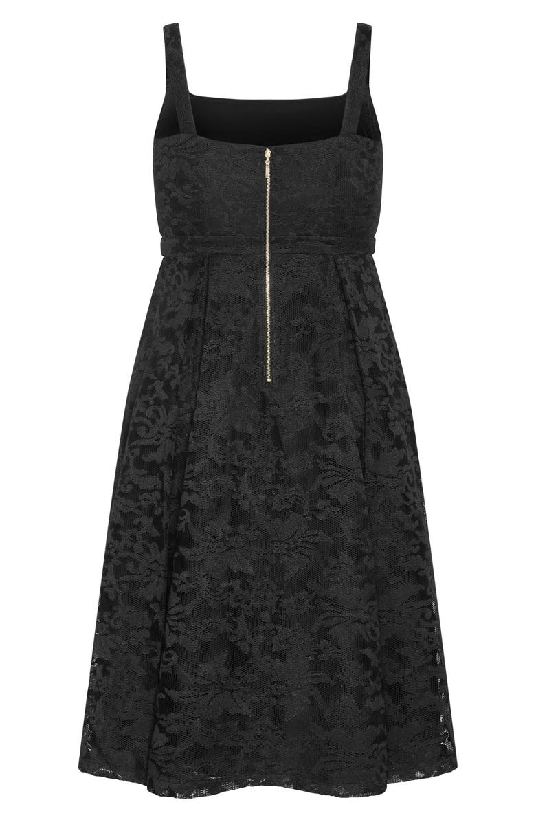 City Chic Jacklynn Floral Jacquard Sleeveless Dress, Alternate, color, Black
