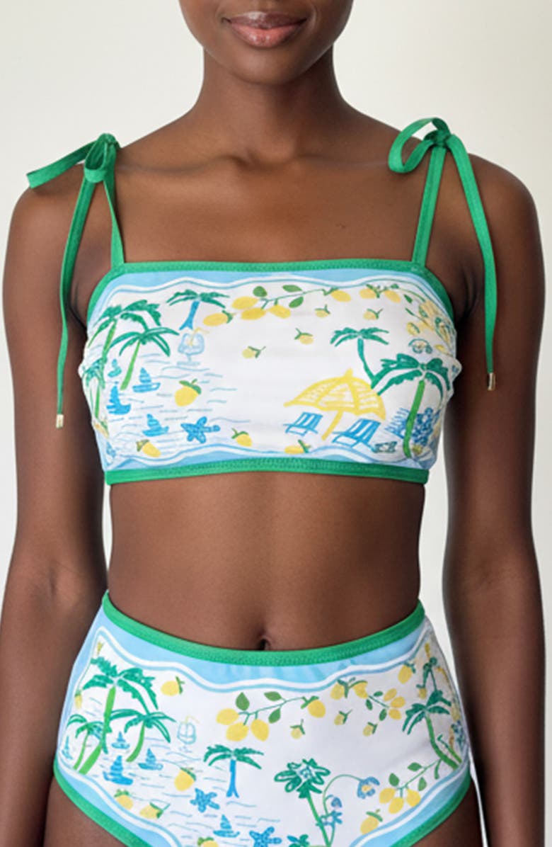 Jessie Zhao New York Tropical Escape Reversible Bikini Top, Alternate, color, Green