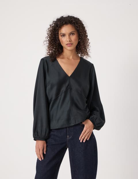 Grace Satin Long Sleeve Top