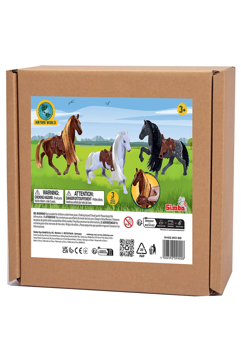 Flocked Horse Set, 3 Pony Figures, Alternate, color, Multicolored