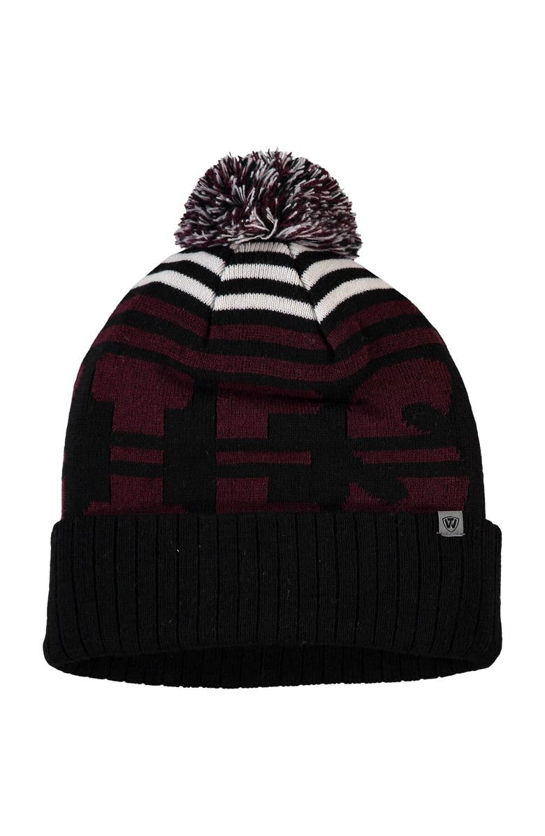 TOP OF THE WORLD Men's Top of the World Black/Maroon Texas A&M Aggies Colossal Cuffed Knit Hat with Pom, Alternate, color, 