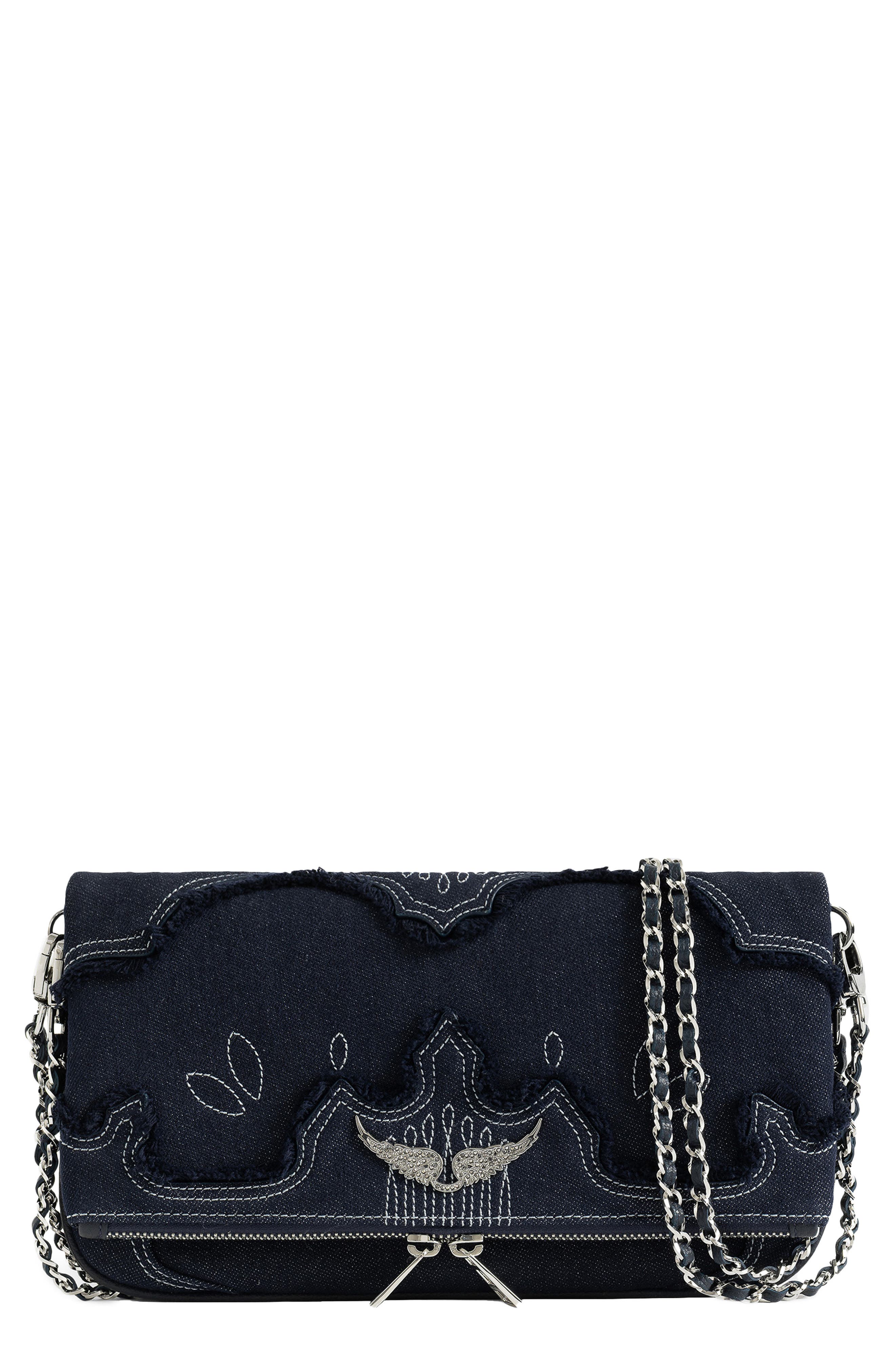 Rock Denim Clutch, Main, color, SILENT