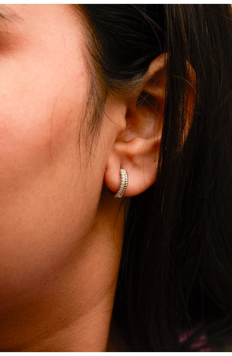 Haus of Brilliance 10K Yellow Gold 1/10 Ct Diamond and Rope Twist Huggy Hoop Earrings, Alternate, color, Yellow