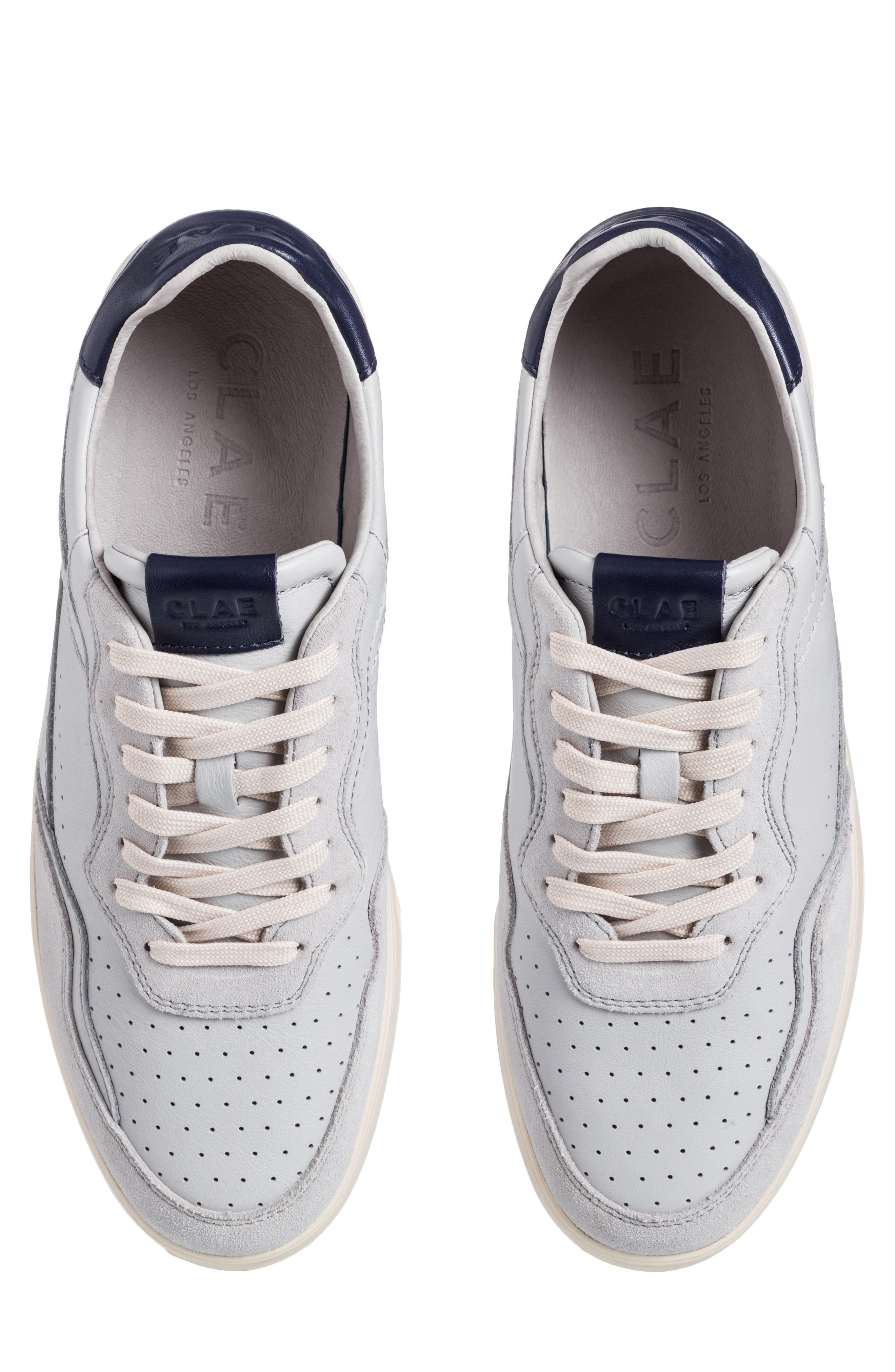 CLAE Haywood Low Top Leather Sneaker, Alternate, color, Quiet Grey Leather Navy