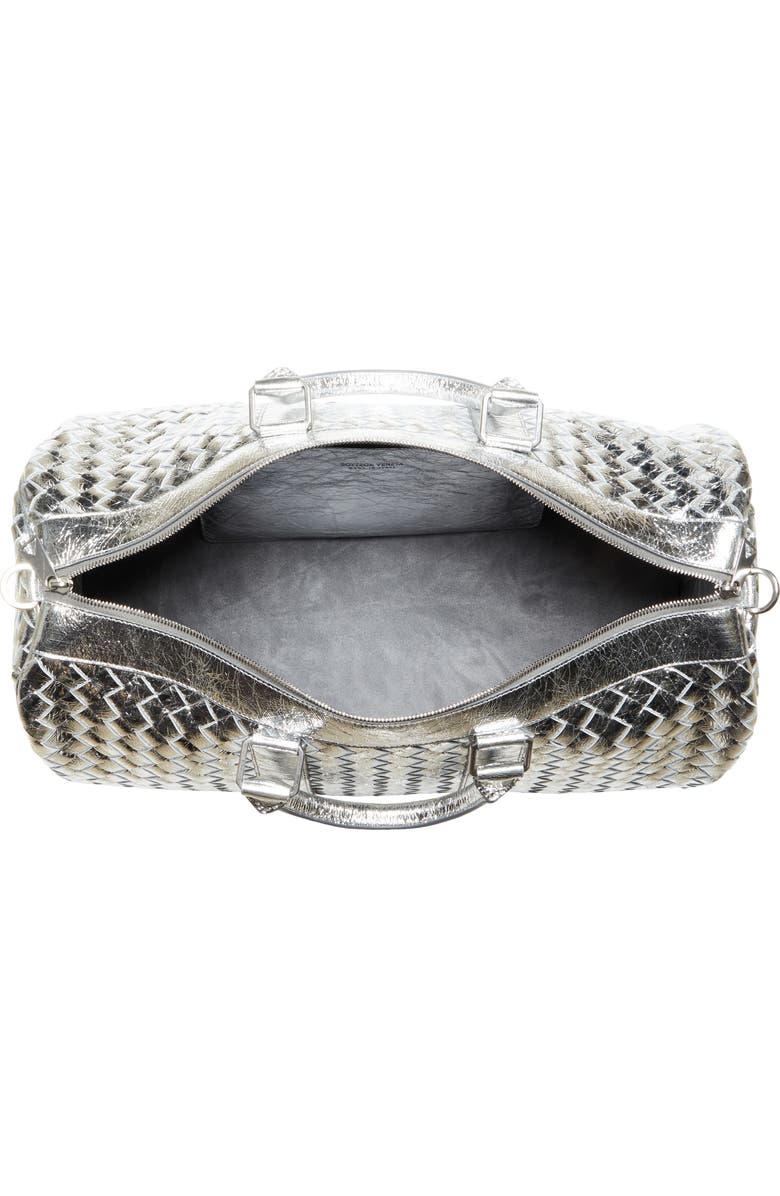 Bottega Veneta Medium Intrecciato Metallic Leather Duffle Bag, Alternate, color,