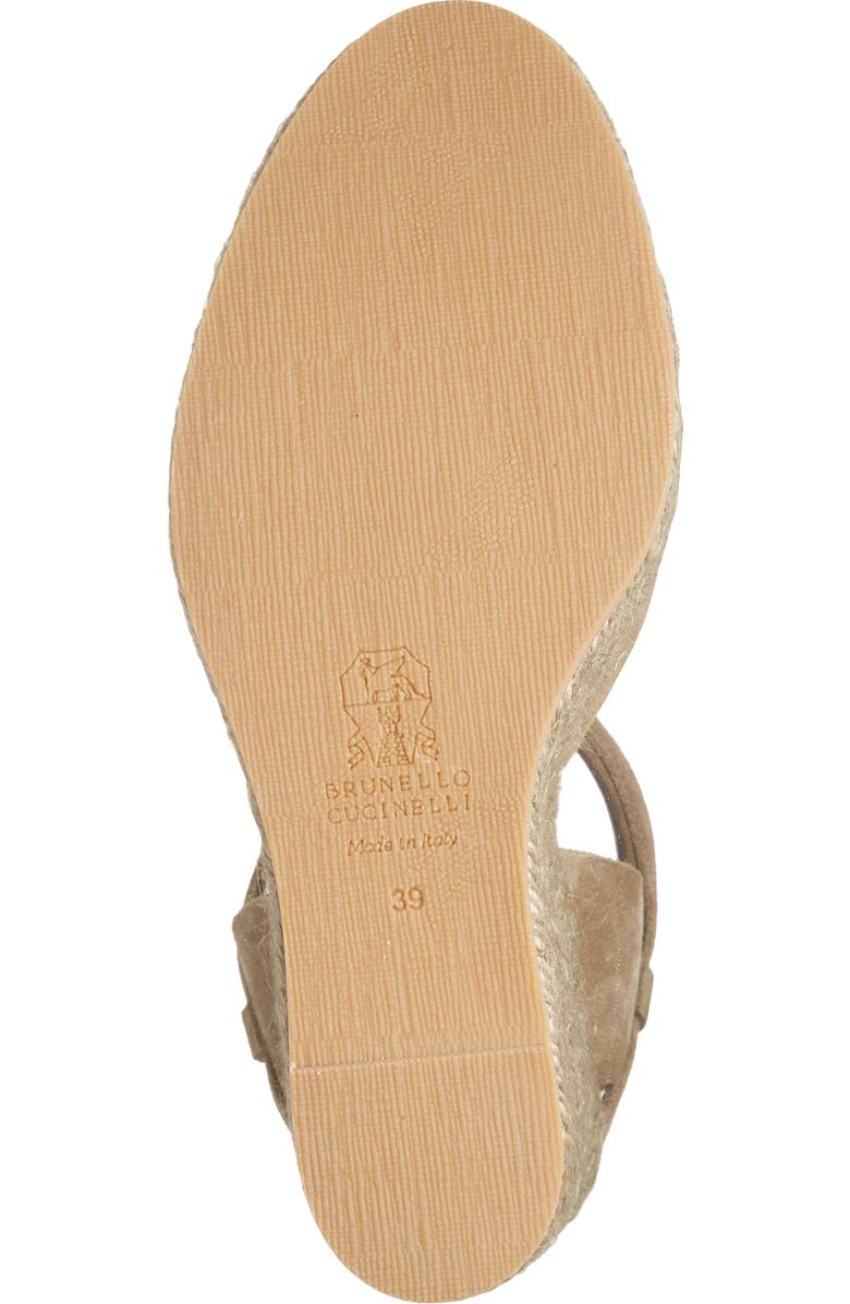 Brunello Cucinelli Espadrille Wedge Sandal, Alternate, color, Brown