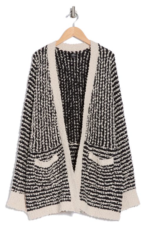 Bobeau Geometric Popcorn Boucle Cardigan In Neutral