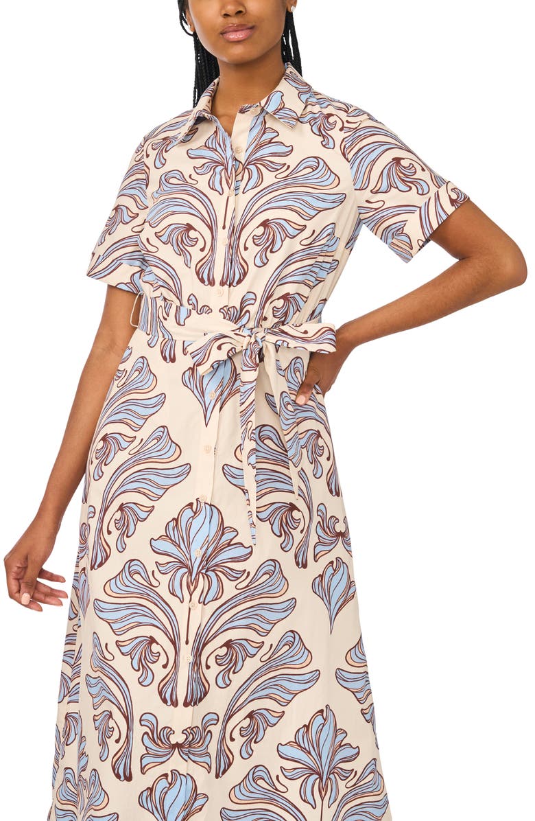 Halogen<sup>®</sup> Print Belted Midi Shirtdress, Alternate, color, Blue Multi