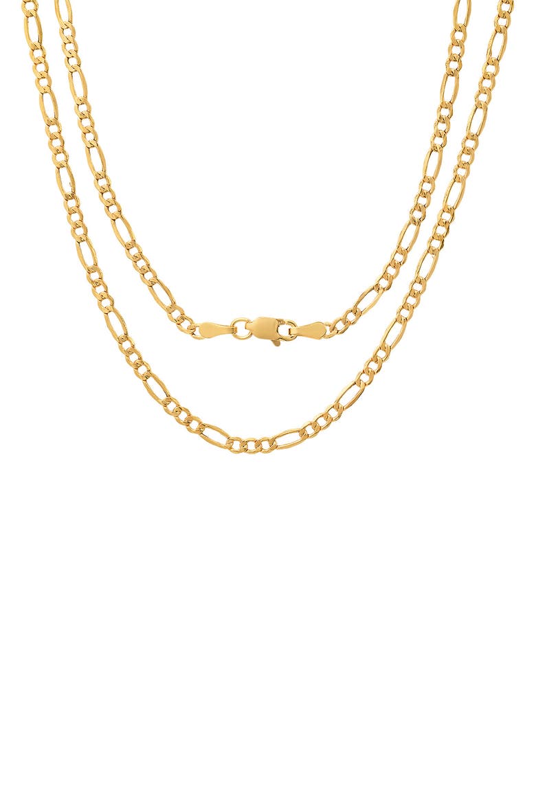 14K Gold 20" Figaro Chain Necklace, Alternate, color, GOLD