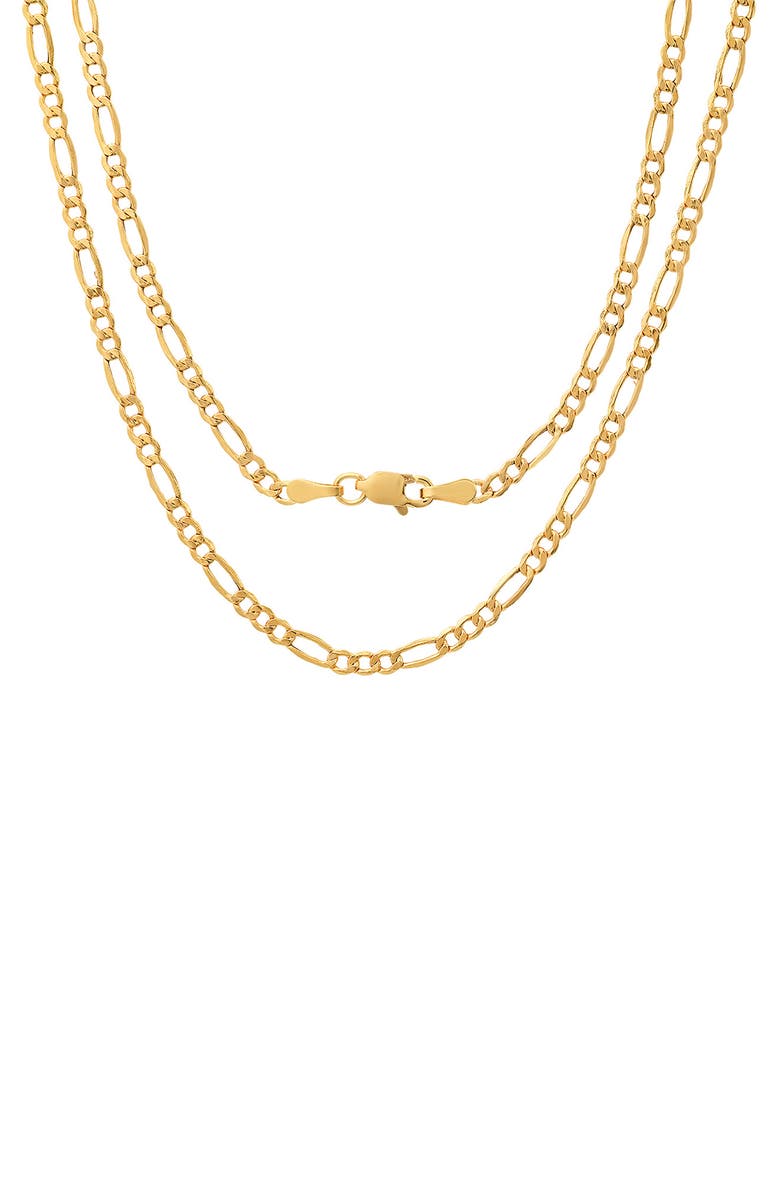 Queen Jewels 14K Gold 24" Figaro Chain Necklace, Alternate, color, Gold
