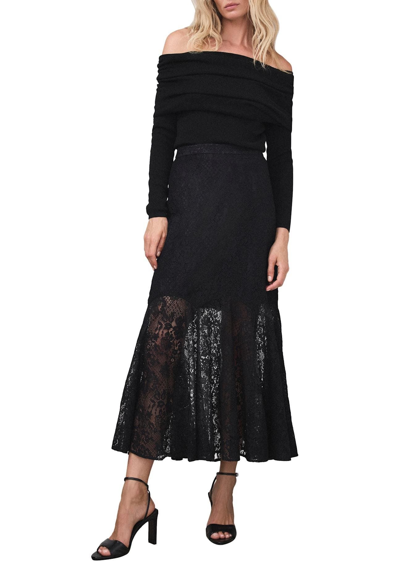 Lace Fluted Sheer Skirt - image 2