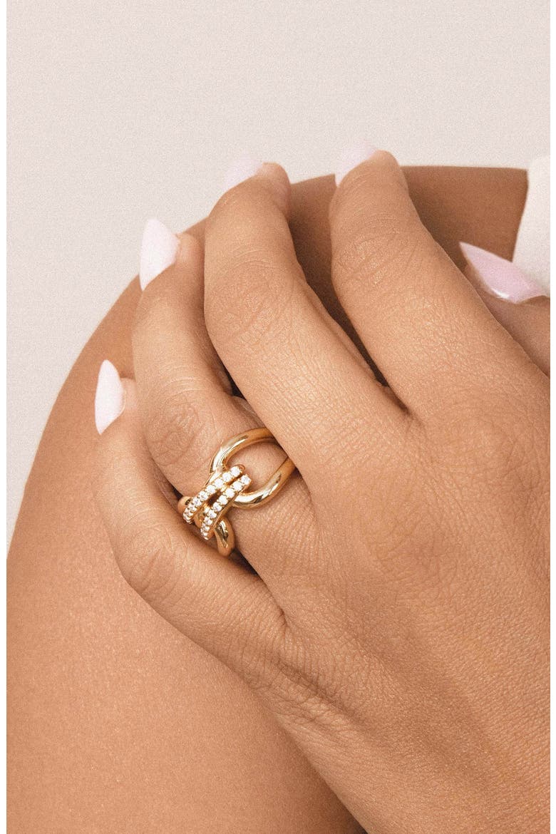 Knot Pave Wrap Statement Ring, Alternate, color, GOLD