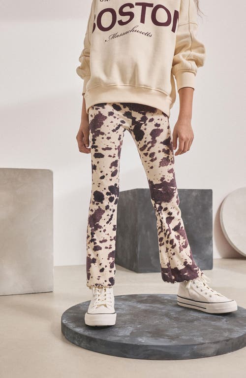 Next Kids' Cow Print Knit Flare Leggings In Multi