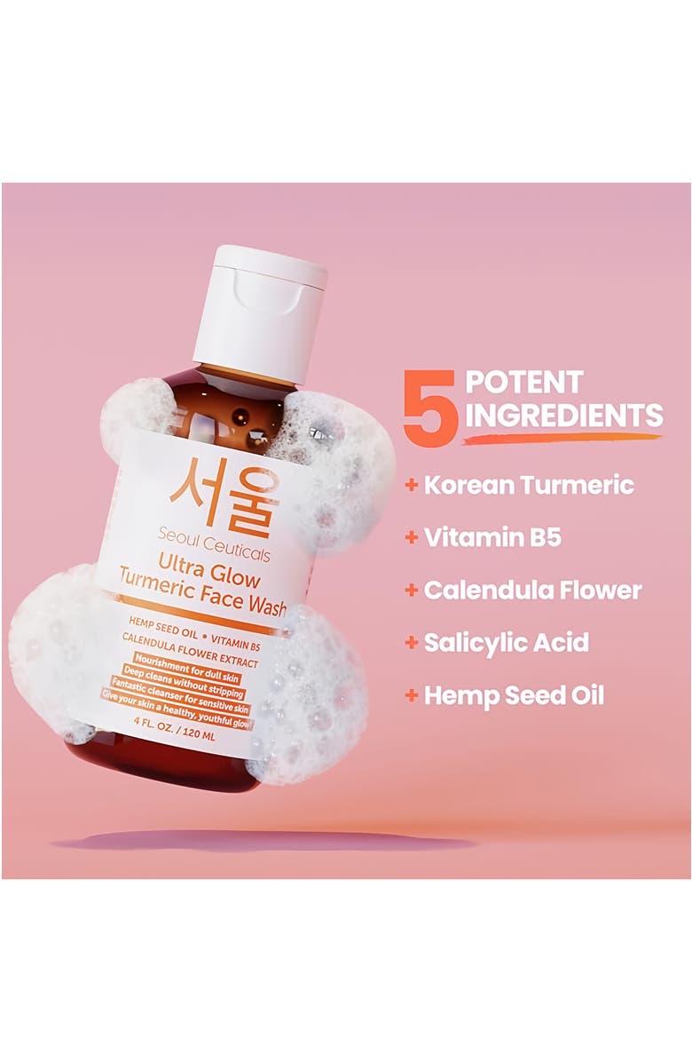 Seoul Ceuticals Ultra Glow Korean Turmeric Face Wash, Alternate, color, Clear