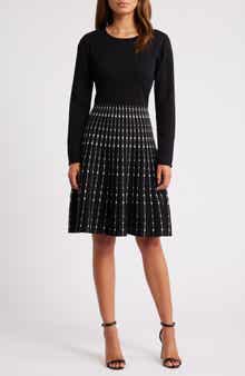 Julia Jordan Pattern Long Sleeve Knit Dress