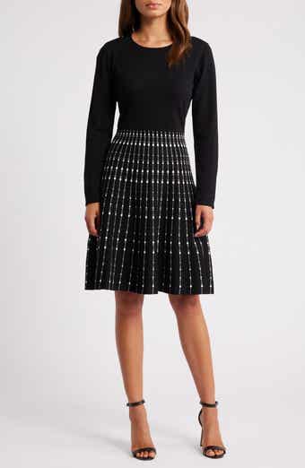 Julia Jordan Pattern Long Sleeve Knit Dress
