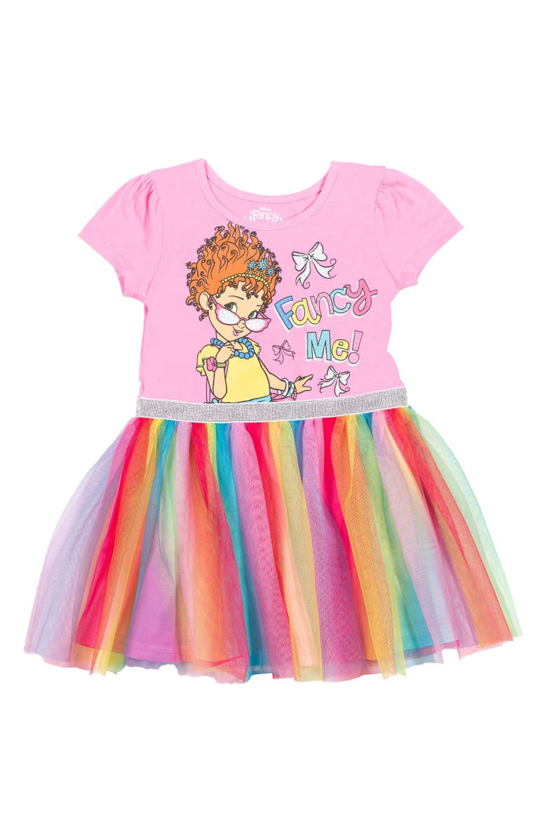 Disney Fancy Nancy Short Sleeve Tulle Dress, Alternate, color, Pink