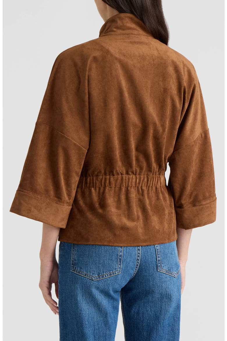 Faux Suede Tie Waist Jacket, Alternate, color, DARK TAN