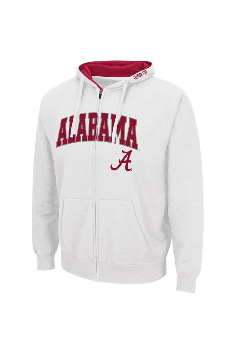 Men's Colosseum White Alabama Crimson Tide Arch & Logo 3.0 Full-Zip Hoodie, Alternate, color, White