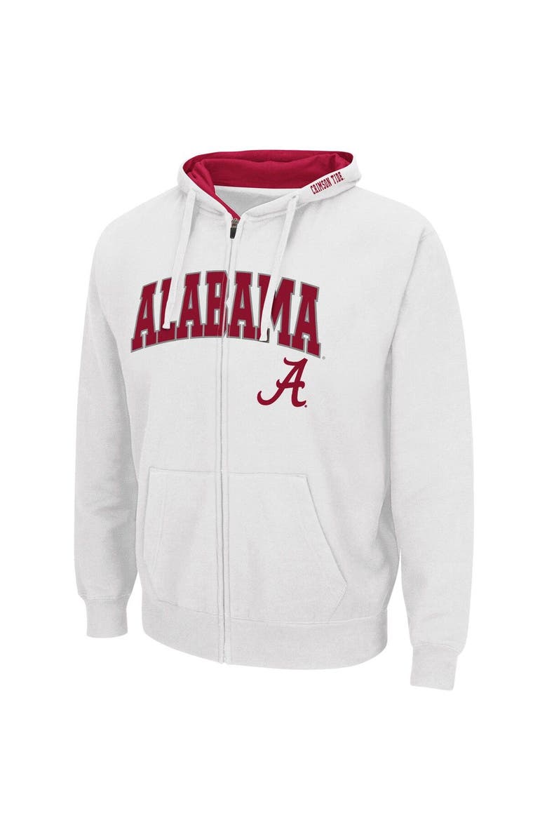 COLOSSEUM Men's Colosseum White Alabama Crimson Tide Arch & Logo 3.0 Full-Zip Hoodie, Alternate, color, White