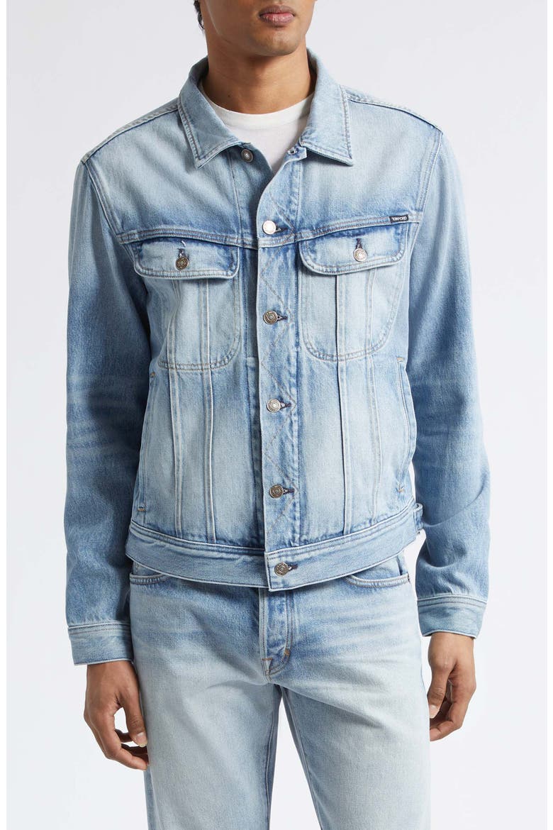 Selvedge Denim Icon Jacket, Main, color, PALE BLUE DENIM