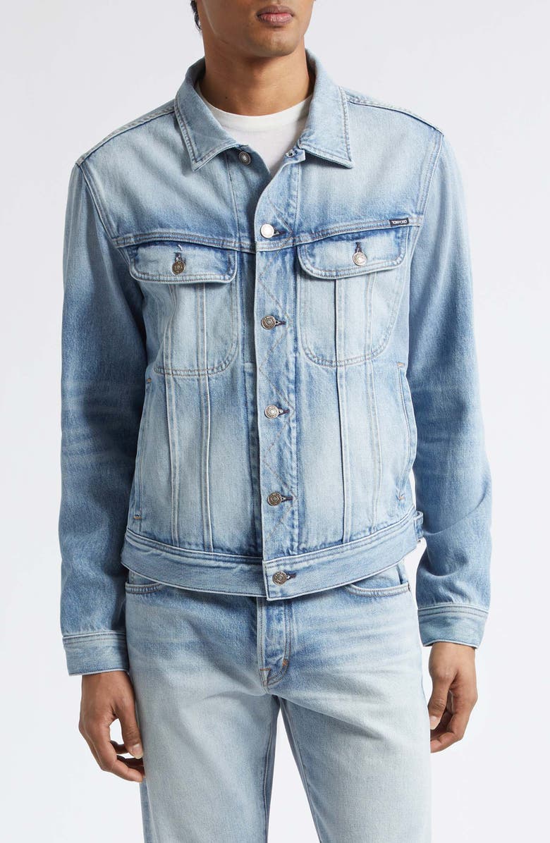 TOM FORD Selvedge Denim Icon Jacket, Main, color, Pale Blue Denim