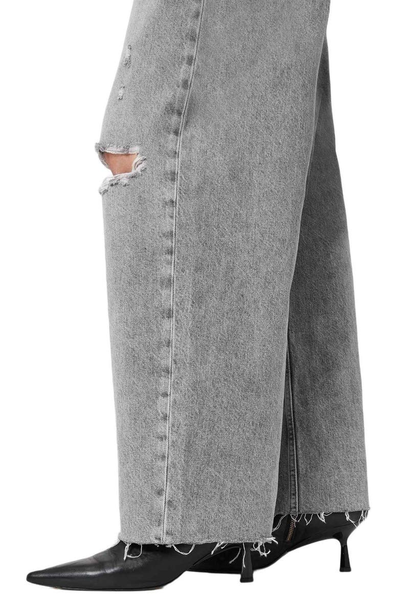 AllSaints Aki Crossover Ripped Raw Hem Wide Leg Jeans, Alternate, color, Destroy Grey