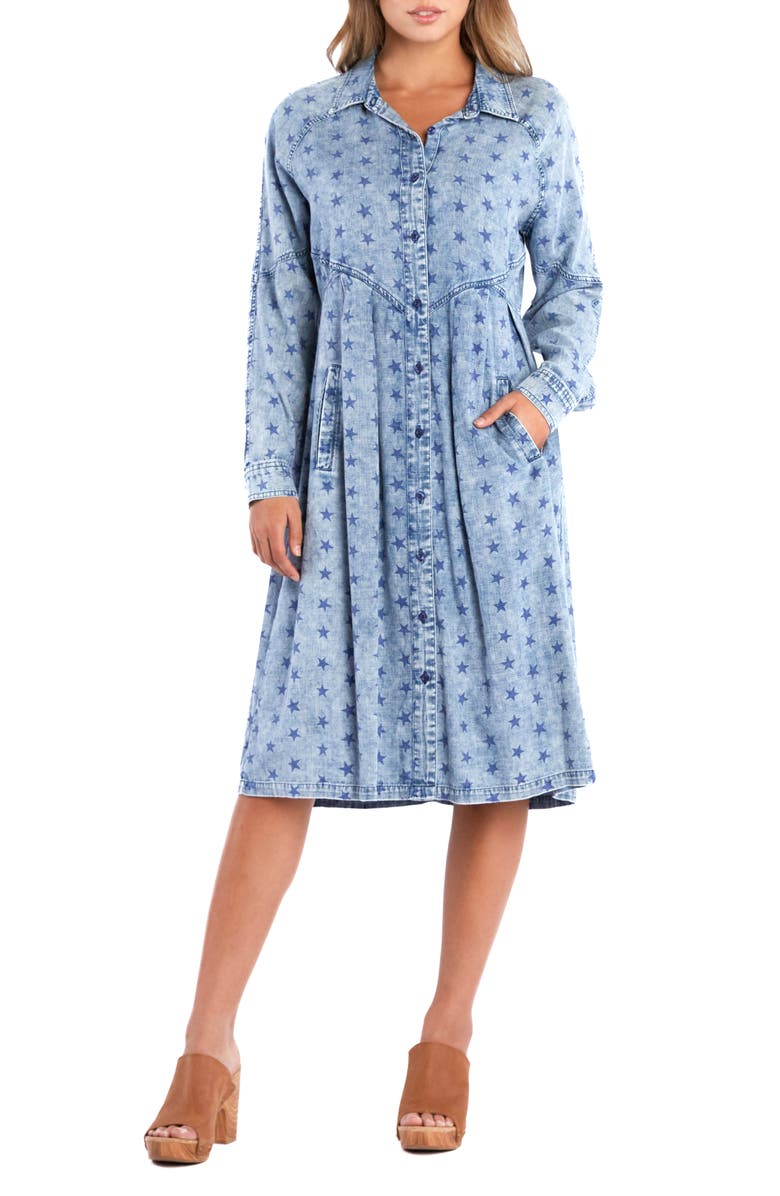Billy T You're the One Long Sleeve Denim Dress, Main, color, Star Rizz