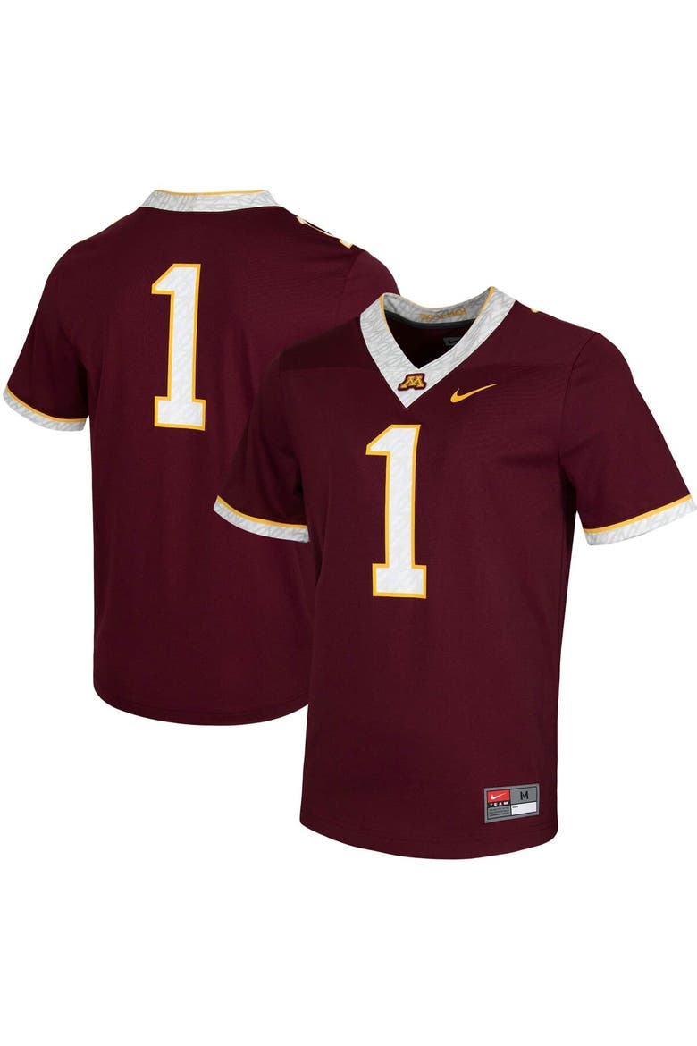 Men's Nike #1 Maroon Minnesota Golden Gophers Untouchable Game Jersey, Main, color, Maroon