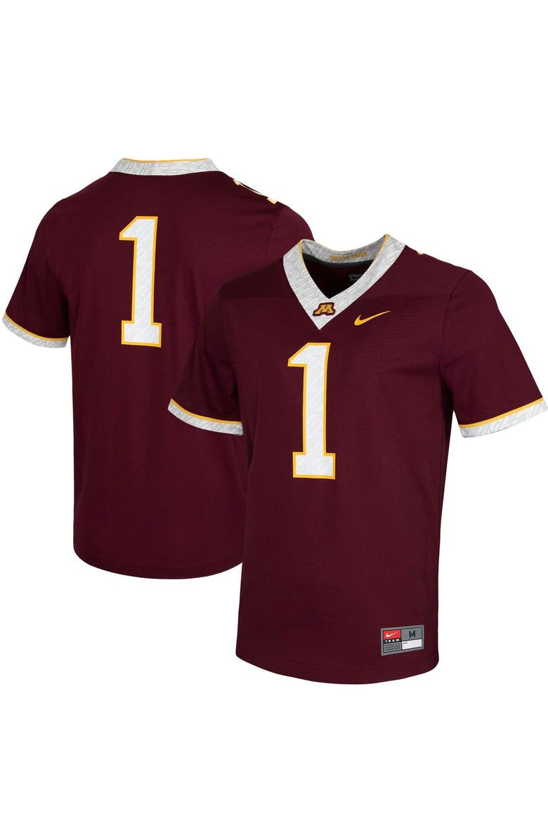 Nike Men's Nike #1 Maroon Minnesota Golden Gophers Untouchable Game Jersey, Main, color, Maroon