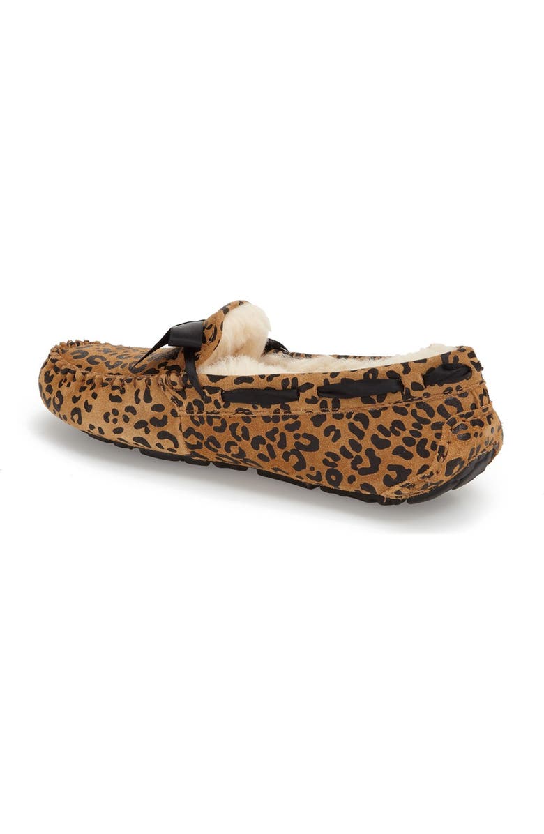 UGG<sup>®</sup> Dakota Leopard Print Bow Slipper, Alternate, color,