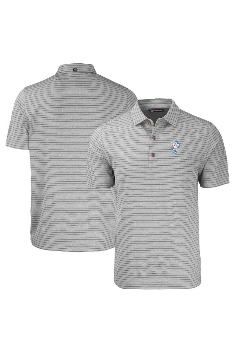Men's Cutter & Buck Heather Gray Houston Oilers Throwback Big & Tall Forge Eco Heather Stripe Stretch Recycled Polo, Main, color, Heather Gray