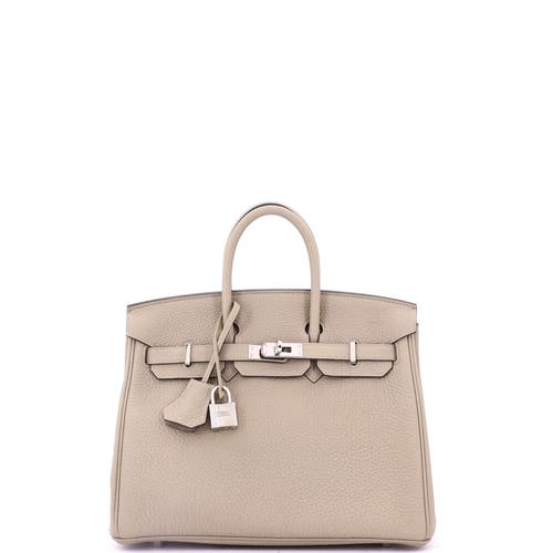 Pre-owned Hermes Hermes Birkin Handbag Light Togo With Palladium Hardware 25 In Brown