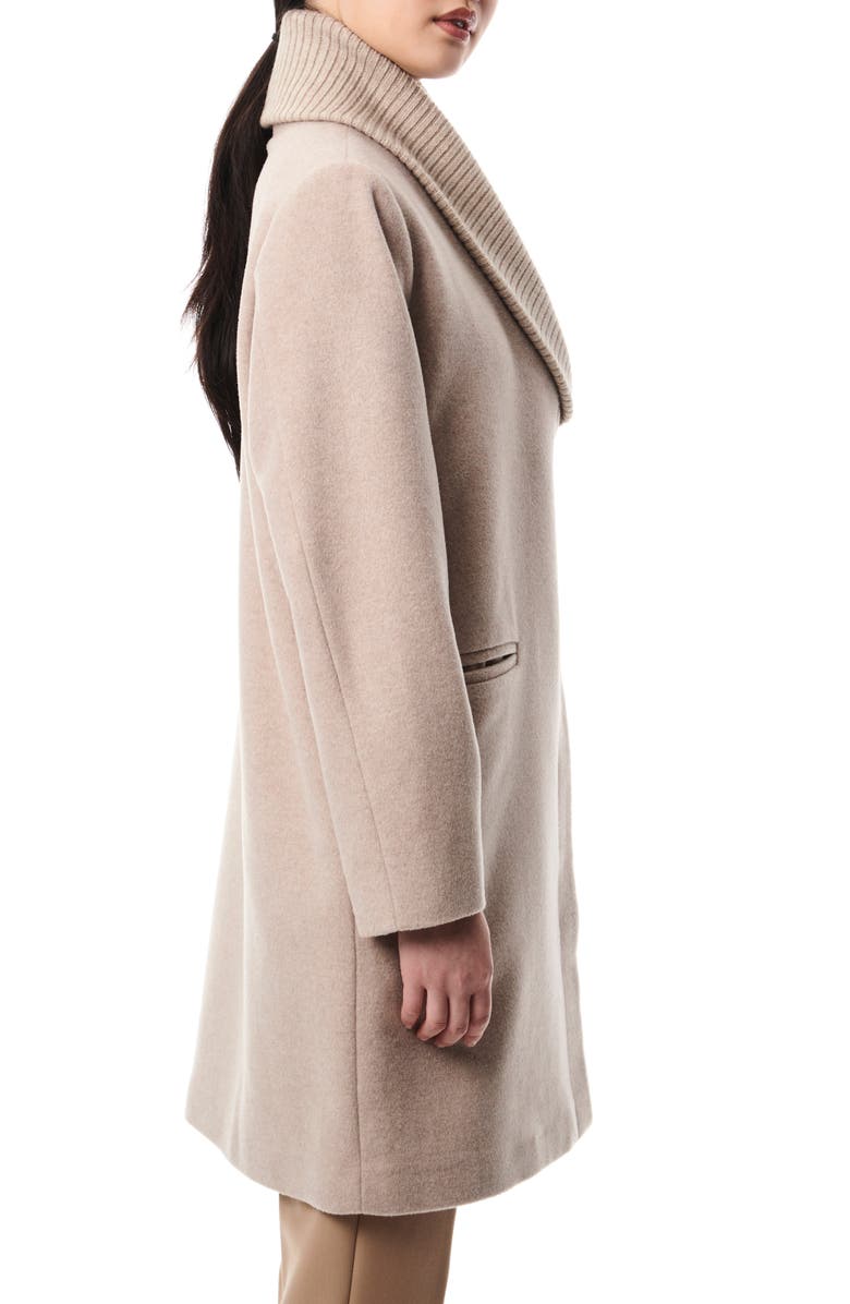 Bernardo Rib Shawl Collar Wool Blend Coat, Alternate, color, 