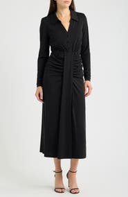 Julia Jordan Ruched Long Sleeve Midi Dress