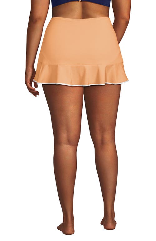 Lands' End Plus Size Pique Ruffle Hem Mini Swim Skirt In Orange Mist/white