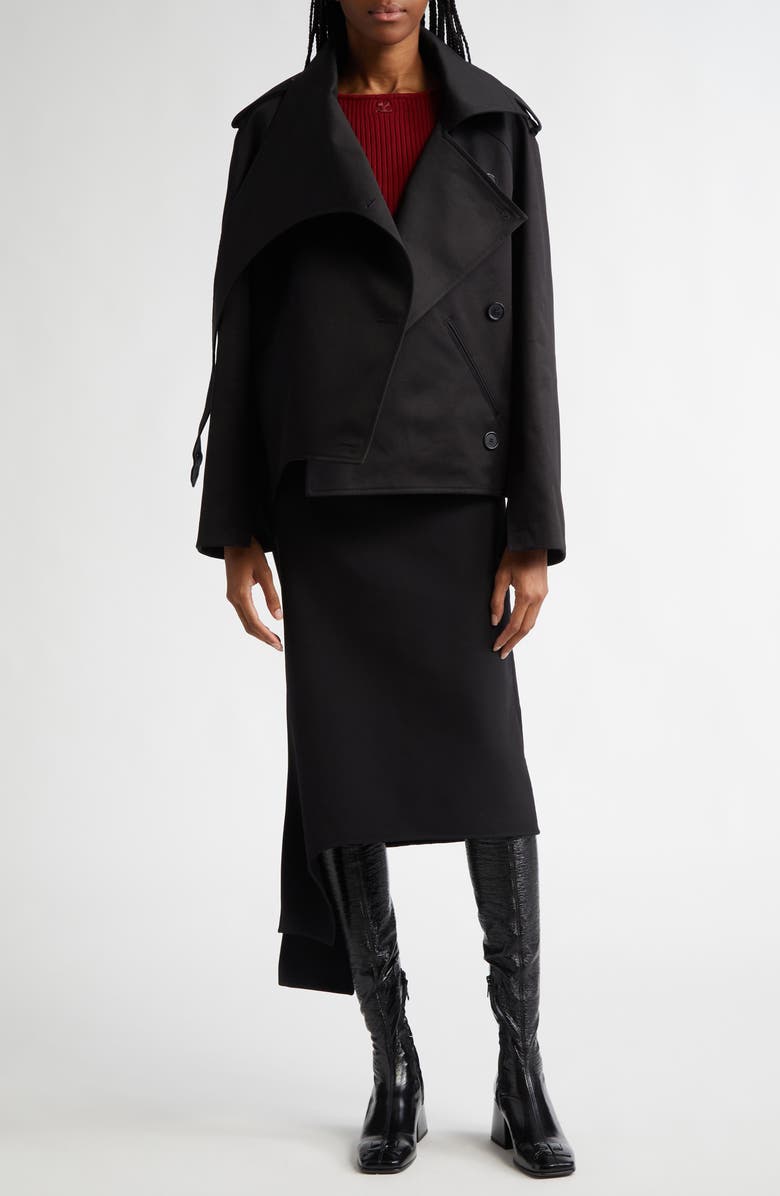 Courrèges Oblique Double Breasted Short Trench Coat, Alternate, color,