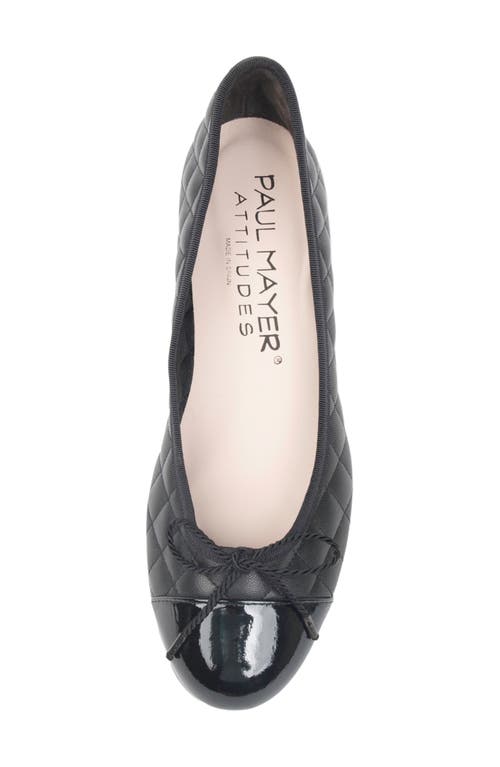 Paul Mayer Cap Toe Quilted Wedge Pump In Black