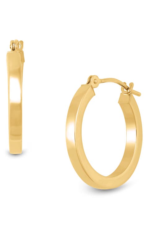 14K Yellow Gold Square Tube Hoop Earrings