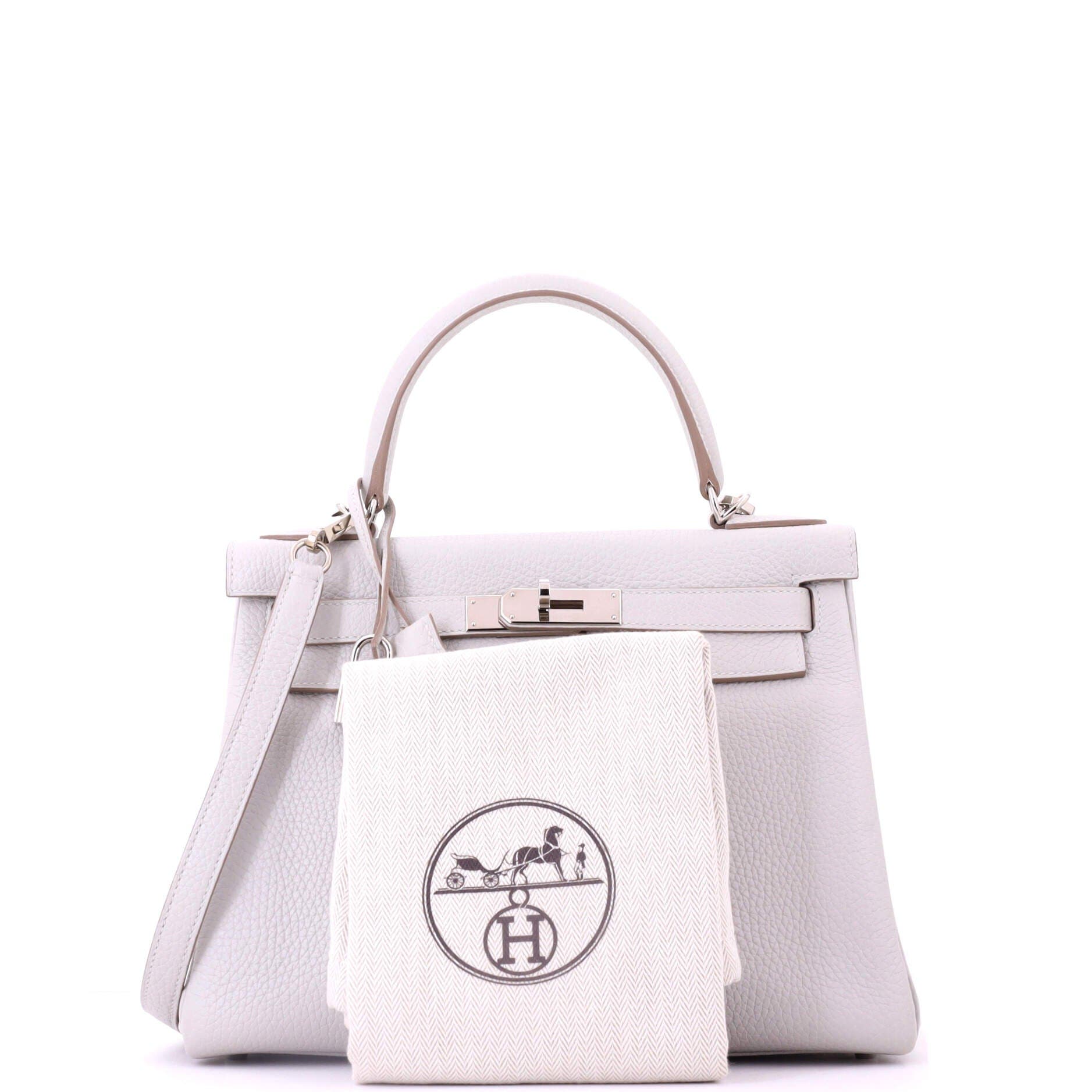 Pre-Owned Hermes Kelly Handbag Grey Clemence with Palladium Hardware 28, Alternate, color, Gris Perle
