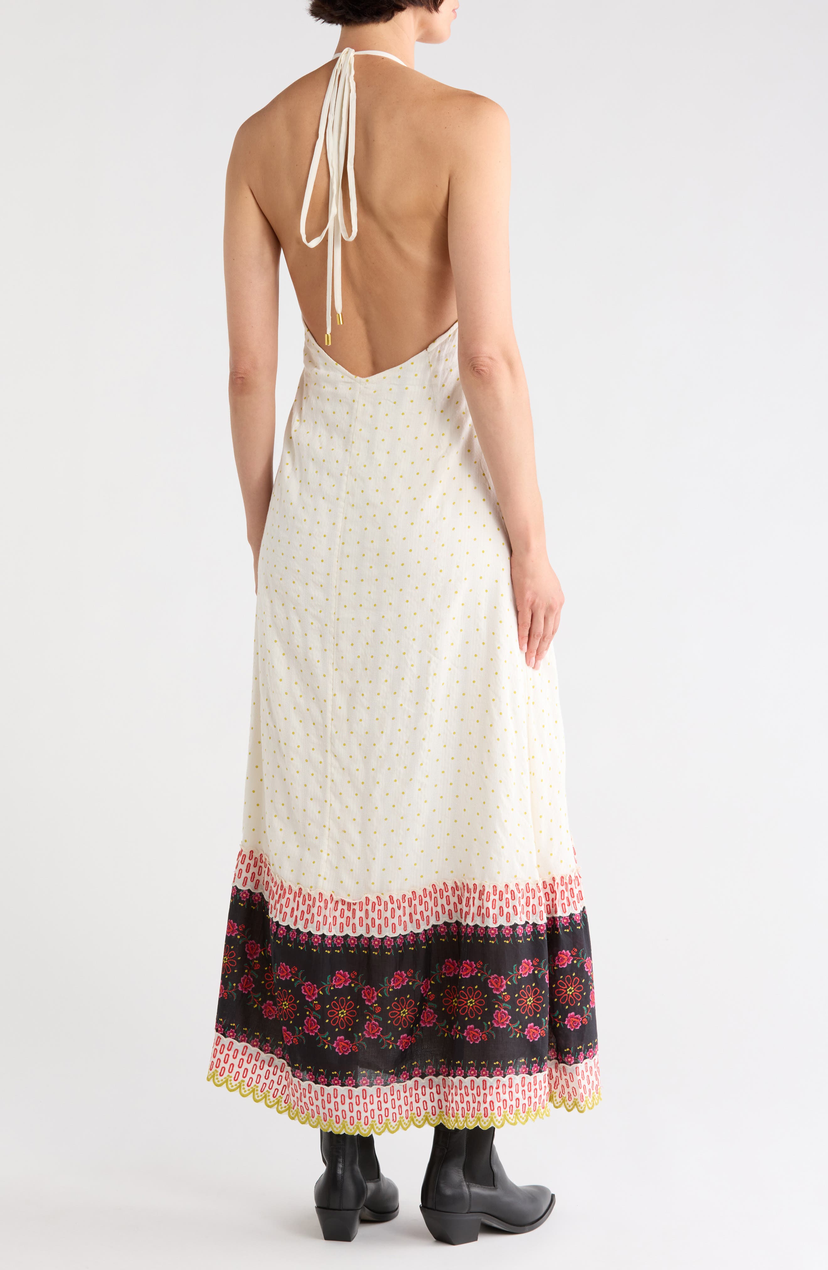 Free People Cubana Border Print Chiffon Halter Maxi Dress (Women ...