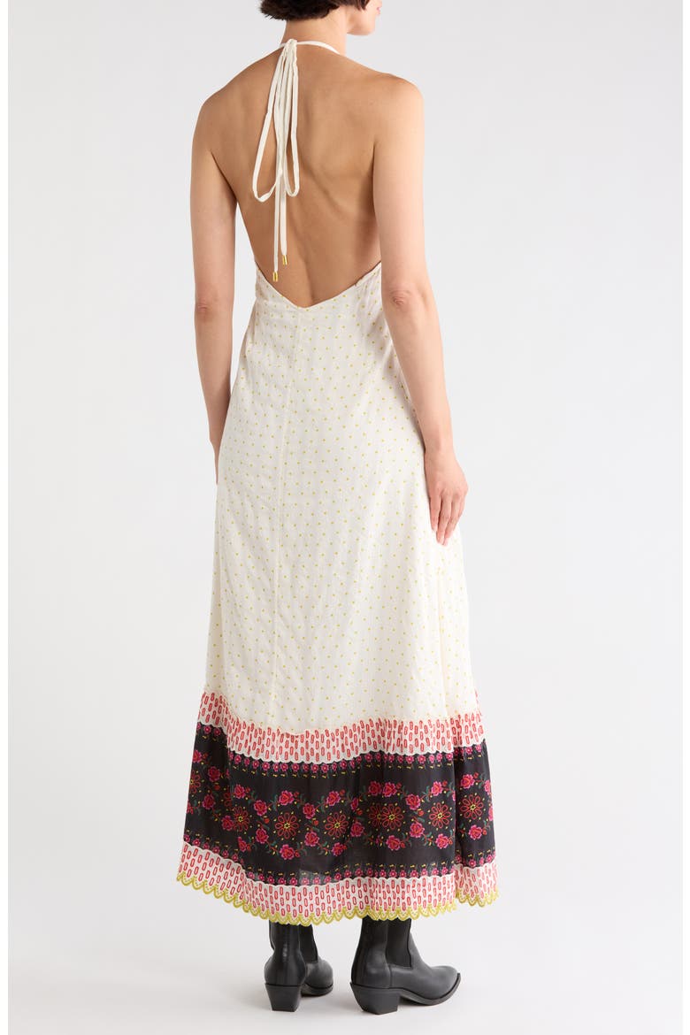white floral print chiffon halterneck maxi dress Bohemian Style Halter Neck Large Floral Print Chiffon Women's Maxi DressMaxi Dresses