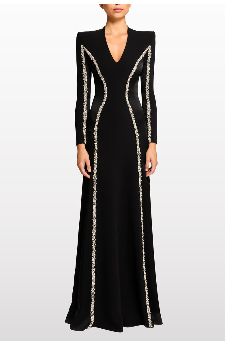 Jenny Packham Ghost orchid Embellished Long-Sleeve Maxi Dress, Alternate, color, Liquorice