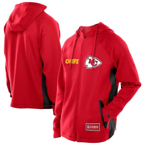 Men's New Era  Red Kansas City Chiefs Combine Authentic Raglan Scuba Full-Zip Hoodie