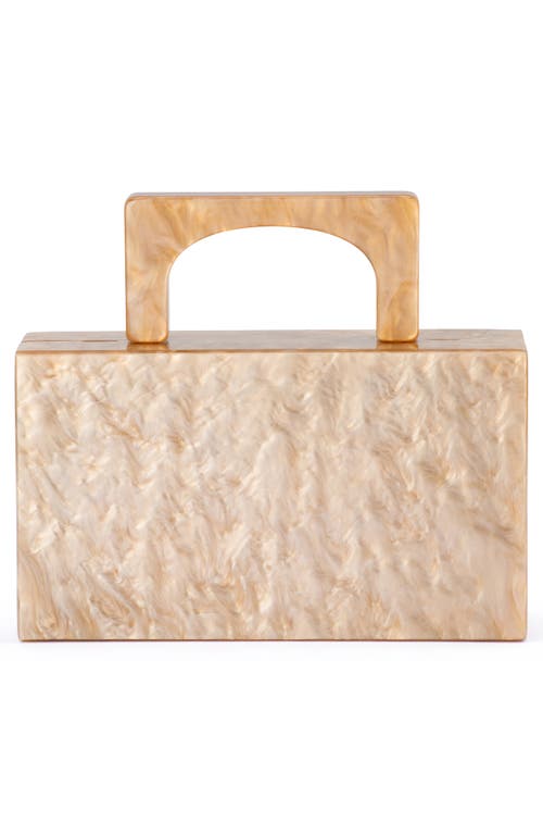 Olga Berg Fleur Acrylic Top Handle Bag In Brown