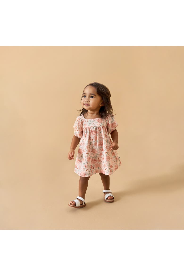 Puffed Sleeve Dress and Diaper Cover Set, Alternate, color, Rose Watercolor Floral