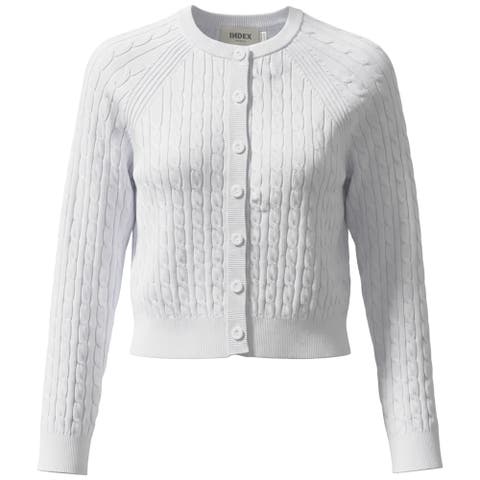 Cable Knit Raglan Sleeve Button Front Cardigan